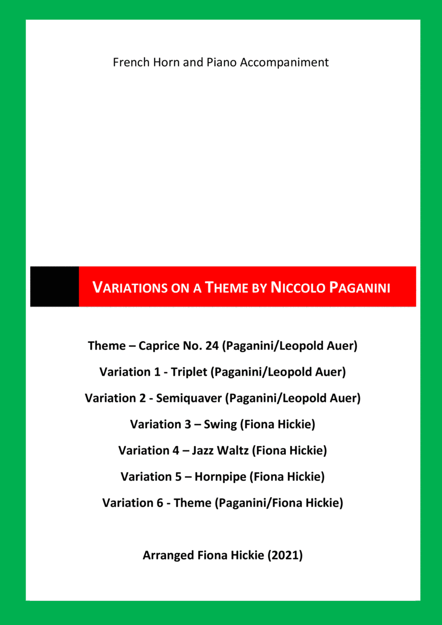 Variations on a Theme by Paganini (arr. Fiona Hickie)
