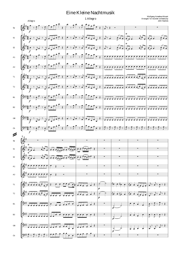 Mozart: Eine Kleine Nachtmusic - Score Only (arr. John Hawkes)
