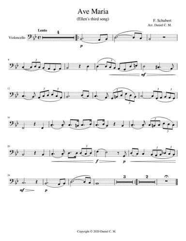 Ave Maria for cello and piano (low register) (arr. Daniel C. M.)
