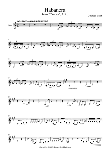 Habanera from "Carmen" (arr. Golden Skull Editions)