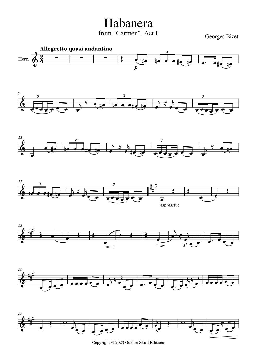 Habanera from "Carmen" (arr. Golden Skull Editions)