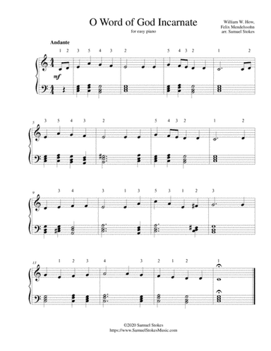 O Word of God Incarnate - for easy piano (arr. Samuel Stokes)