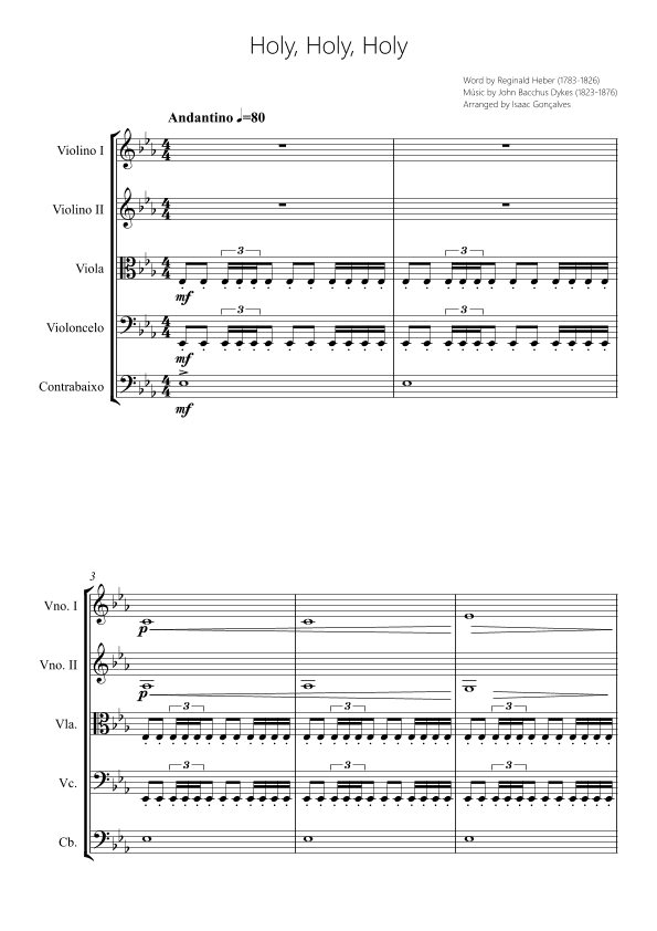 Holy Holy Holy - Score Only (arr. Isaac Gonçalves)