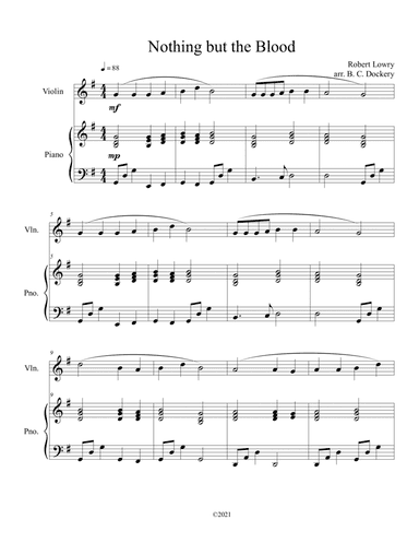 Nothing but the Blood (violin solo) with optional piano accompaniment (arr. B. C. Dockery)