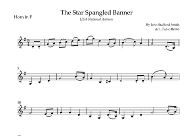 The Star Spangled Banner (USA National Anthem) for Horn in F Solo (arr. Fabio Britto)