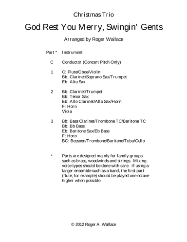 God Rest You Merry, Gentlemen (String Trio) (arr. Roger Wallace)