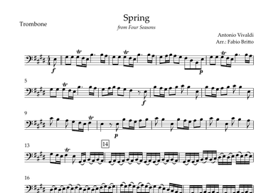 Spring (from Four Seasons of Antonio Vivaldi) for Trombone Solo (arr. Fabio Britto)