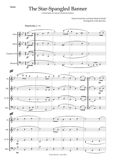 The Star-Spangled Banner - EUA Hymn (Woodwind Quartet) (arr. Cadu Barcelos)
