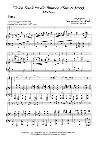 Vielen Dank Fur Die Blumen (arr. Uwe Roessler / Rössler / Rassler)