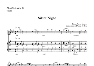 Silent Night - Christmas Carol - Eb Clarinet and Piano (arr. Daniel H Rosa)