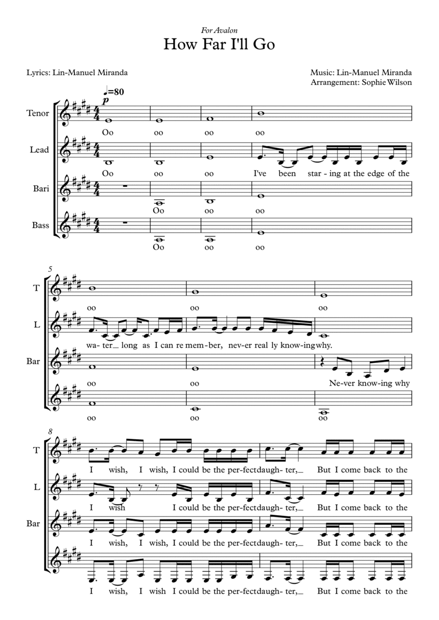How Far I'll Go (arr. Sophie Wilson)