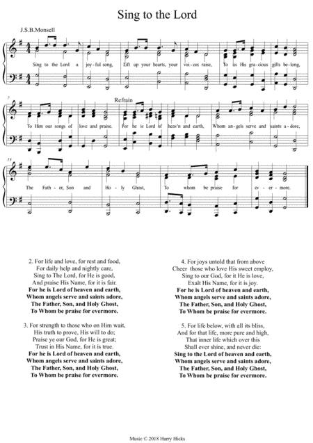 Sing to the Lord a joyful song. A new tune to a wonderful old hymn.