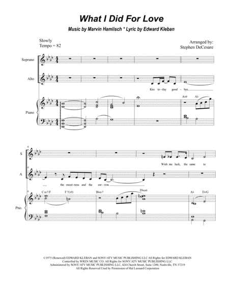 What I Did For Love (arr. Stephen DeCesare)