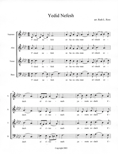 Yedid Nefesh (arr. Ruth L. Ross)