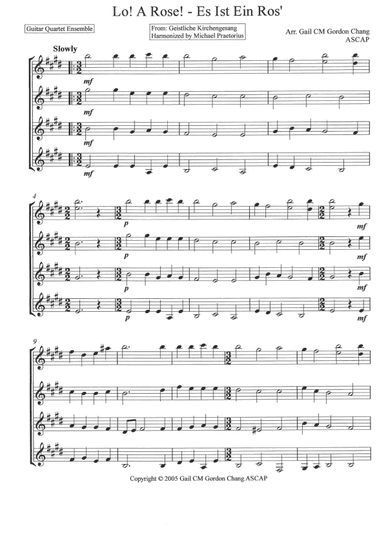 Lo! A Rose! - Es Ist Ein Ros' - Guitar Ensemble (arr. Gail CM Gordon Chang)