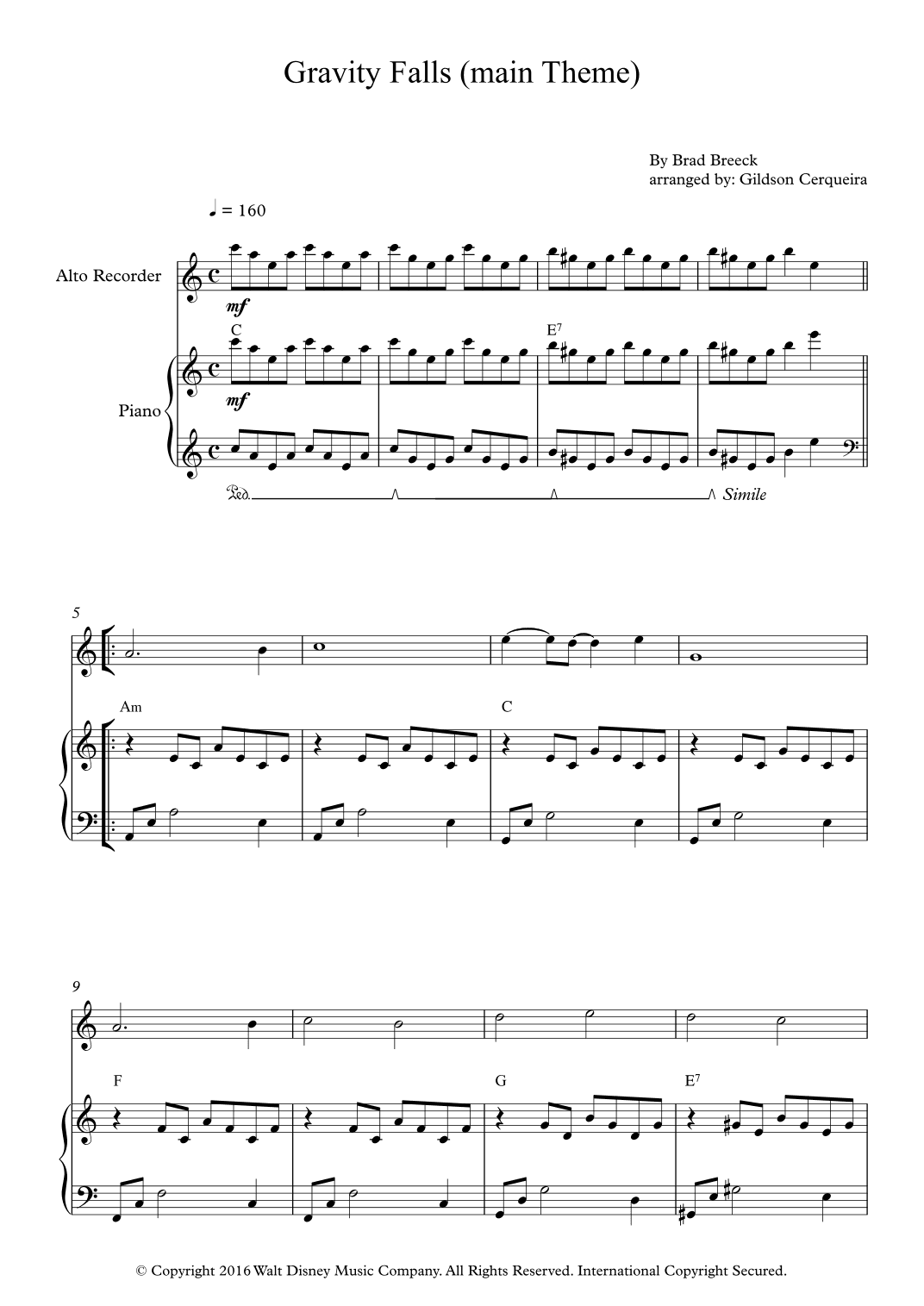 Gravity Falls (main Theme) (arr. Gildson Cerqueira)