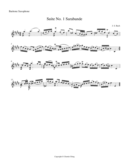 J.S. Bach - Cello Suite No.1 in G major, BWV 1007 - IV. Sarabande arranged for Baritone Saxophone (arr. Chemie Ching)