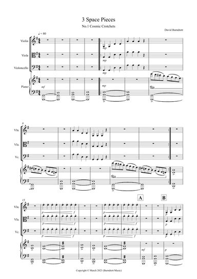 3 Space Pieces for Beginning String Quartet