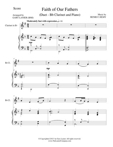 FAITH OF OUR FATHERS (Duet – Bb Clarinet and Piano/Score and Parts) (arr. Gary Lanier)