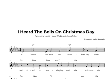 I Heard The Bells On Christmas Day (Key of D-Flat Major) (arr. R. Salvario)