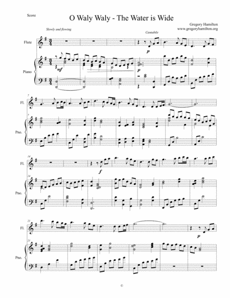 O Waly Waly - The Water is Wide for Flute and Piano