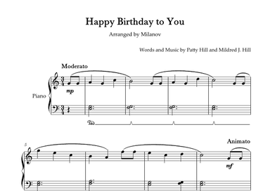 Happy Birthday to You Piano in C Easy Intermediate Pedal (arr. Milanov)