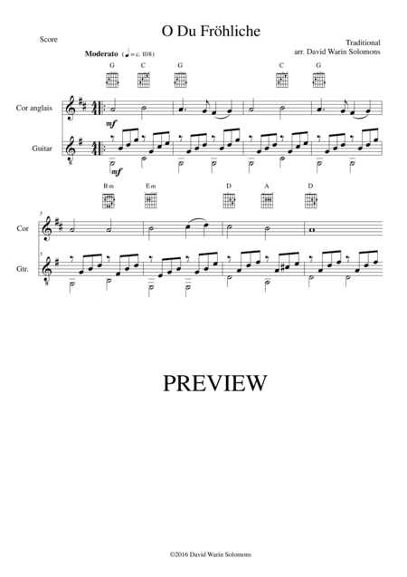 O du fröhliche (O Sanctissima) for cor anglais and guitar (simple version) (arr. David Warin Solomons)