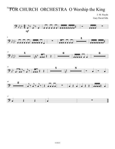 For Church Orchestra O Worship the King Timpani 1 (arr. Gary David Sills)