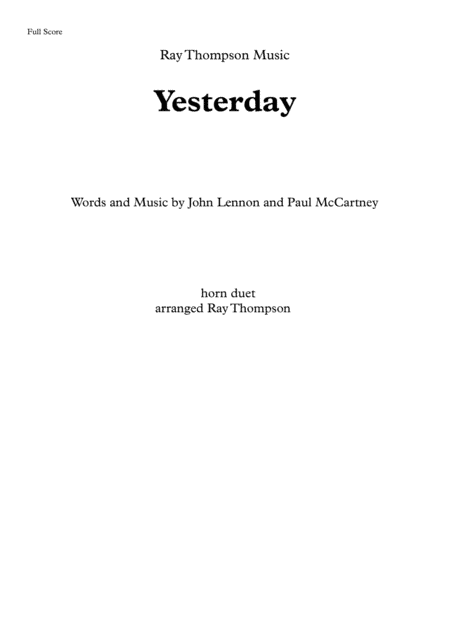 Yesterday (arr. Ray Thompson)