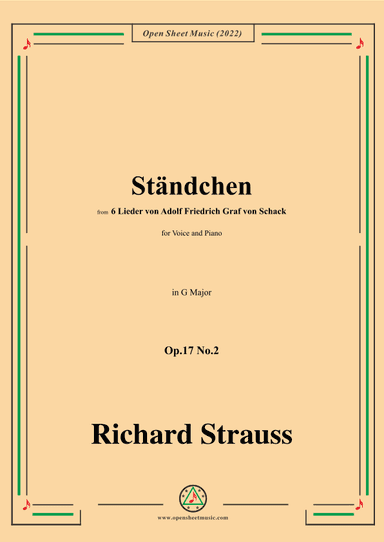 Richard Strauss-Ständchen,in G Major,Op.17 No.2 (arr. OSM Press)
