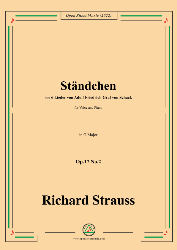 Richard Strauss-Ständchen,in G Major,Op.17 No.2 (arr. OSM Press)