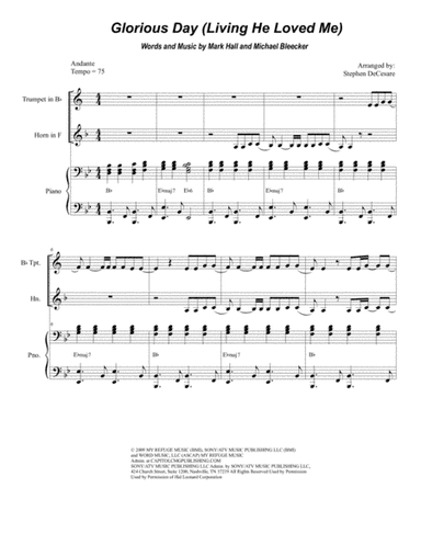 Glorious Day (Living He Loved Me) (arr. Stephen DeCesare)