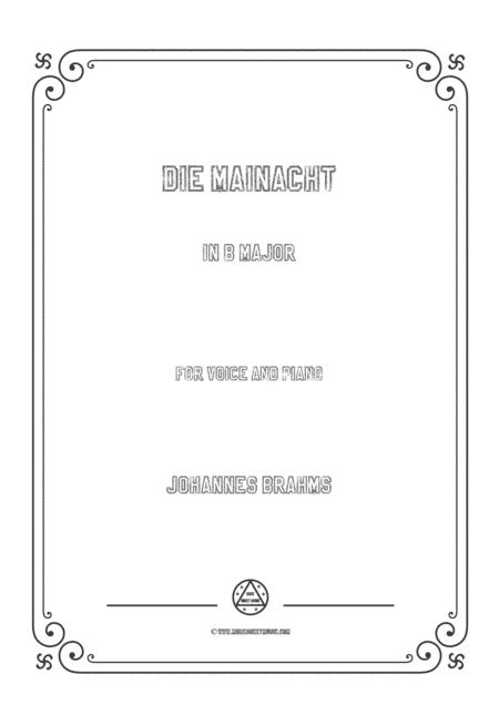 Brahms-Die Mainacht in B Major,for voice and piano (arr. MSM)