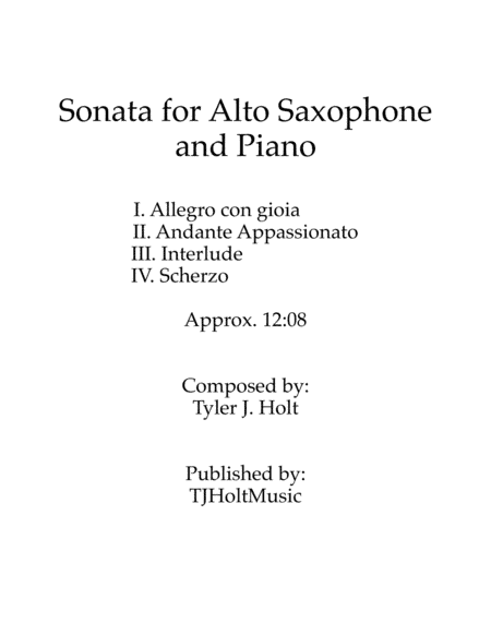Sonata for Alto Saxophone and Piano, Op. 4