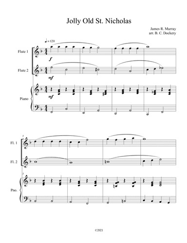 Jolly Old St. Nicholas (Flute Duet with Piano Accompaniment) (arr. B. C. Dockery)