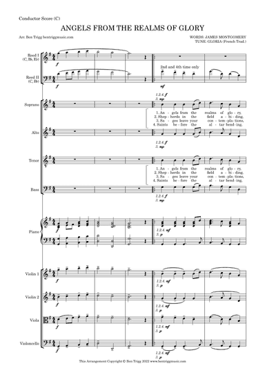 Angels From The Realms (Gloria & English refrain) – SATB, Str. 4tet & Piano with flexible wind (arr. Ben Trigg)