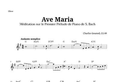Ave Maria by Gounod for Oboe with Chords (arr. Langanho)