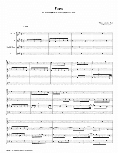Fugue 24 from Well-Tempered Clavier, Book 2 (Conical Brass Quartet) (arr. Richard Byrnes)
