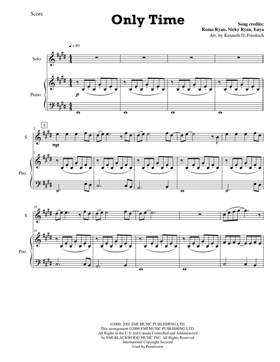 Only Time (arr. Kenneth D. Friedrich)