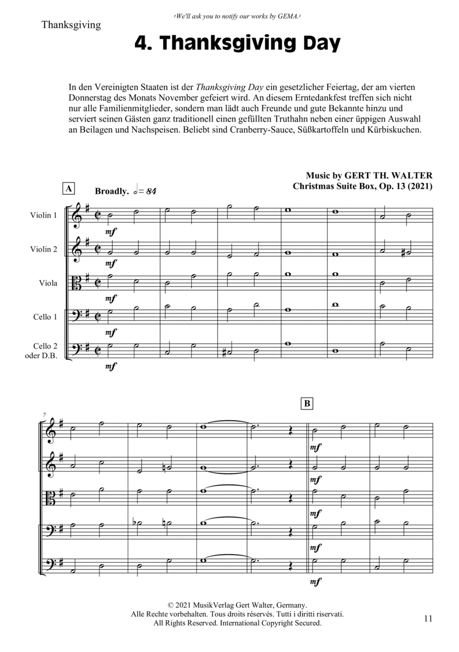 Thanksgiving Day - Score Only