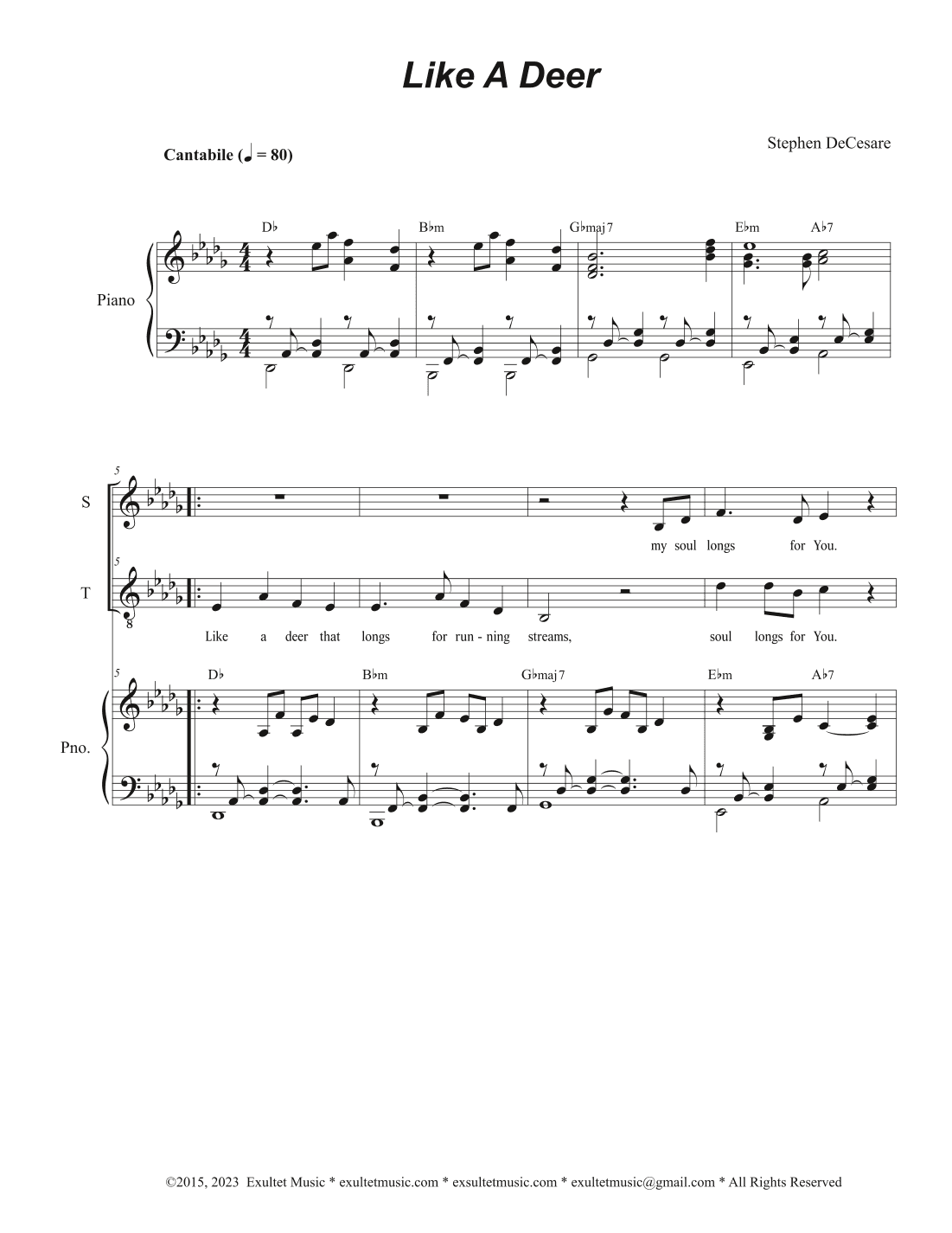Like A Deer (Duet for Soprano and Tenor solo)