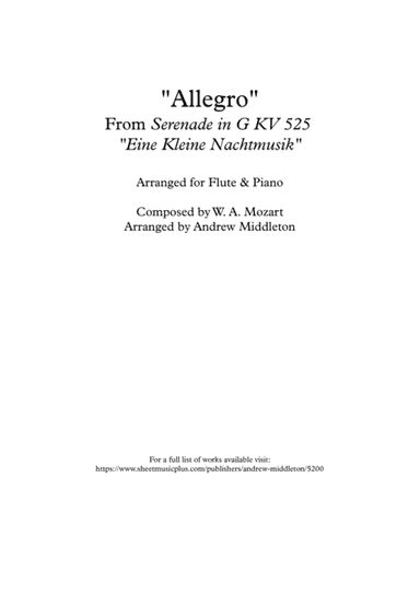 "Allegro" from Eine Kleine Nachtmusik, for Clarinet & Piano (arr. Andrew Middleton)