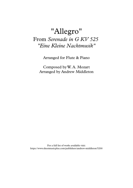 "Allegro" from Eine Kleine Nachtmusik, for Clarinet & Piano (arr. Andrew Middleton)