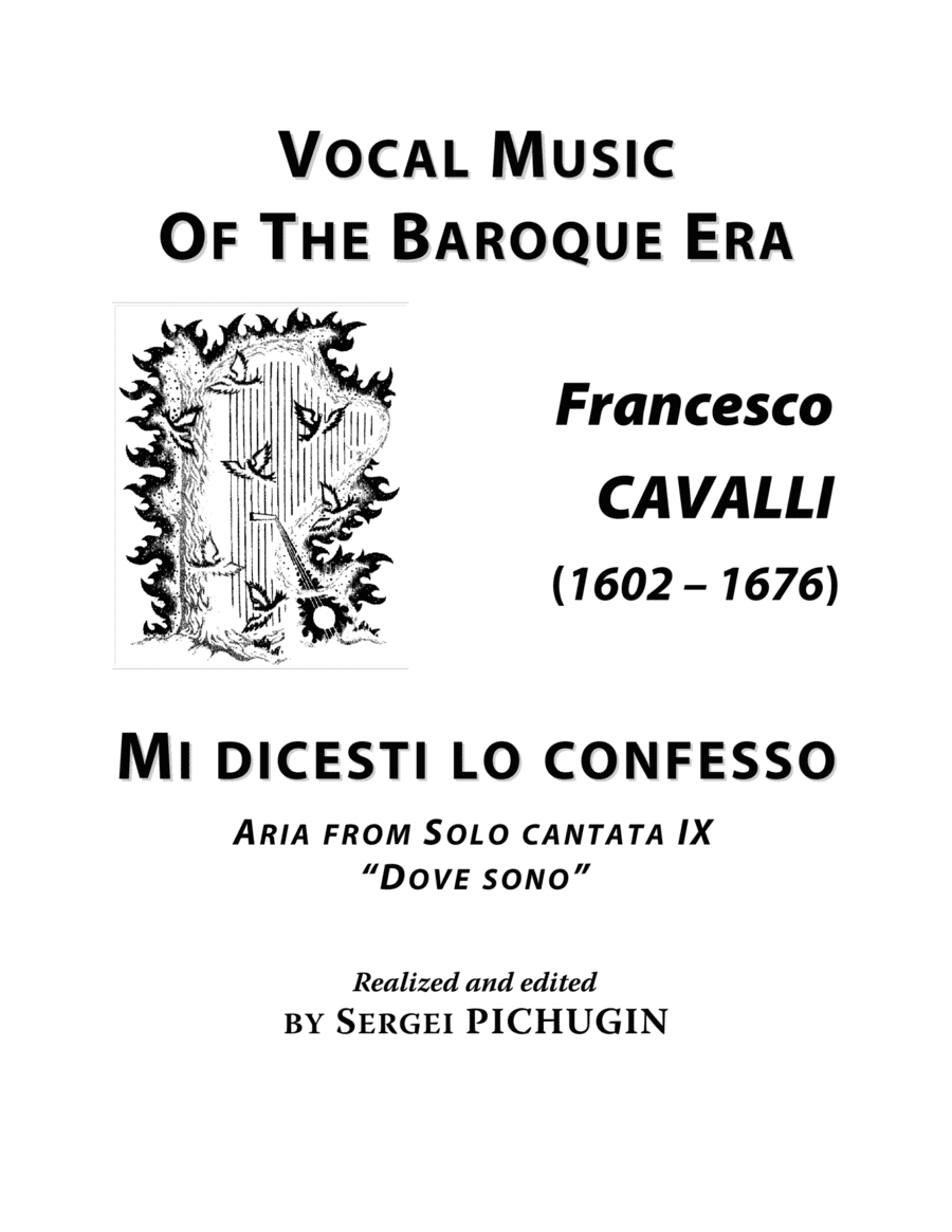 CAVALLI Francesco: Mi dicesti lo confesso, aria from the cantata, arranged for Voice and Piano (A mi (arr. Sergei PICHUGIN)