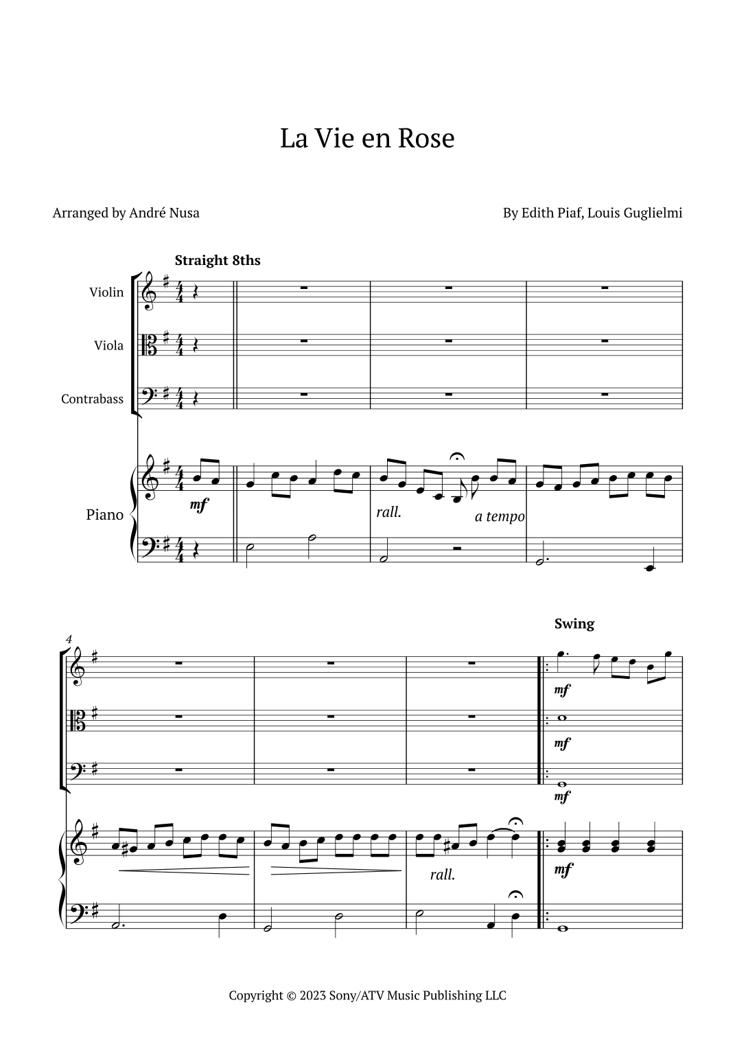 La Vie En Rose (arr. André Nusa)