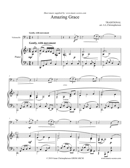 Amazing Grace - Cello and Piano (arr. Anne Christopherson GRSM ARCM)