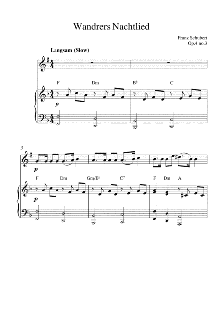 Wandrers Nachtlied (Op.4 no.3) (Bb clarinet solo and piano accompaniment) (arr. Kaiserin Rebecca)