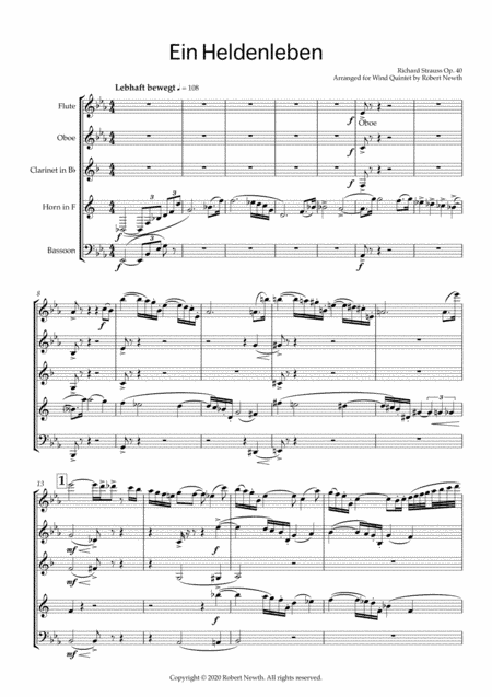 Ein Heldenleben (for Wind Quintet) (arr. Robert Newth)