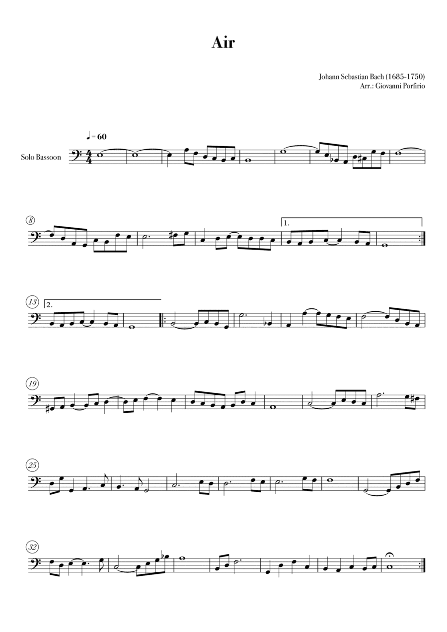 AIR - J.S.Bach (Easy Bassoon) (arr. Giovanni Porfirio)
