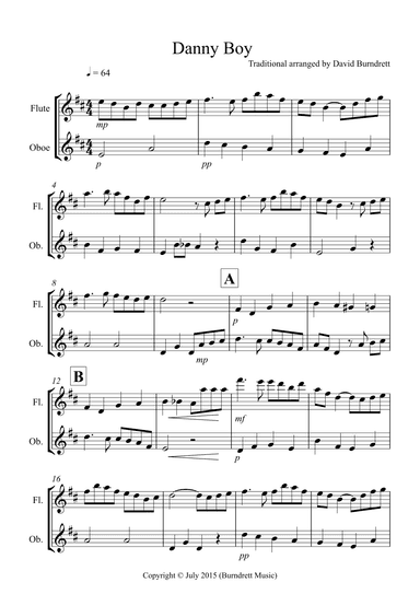 Danny Boy for Flute and Oboe Duet (arr. David Burndrett)